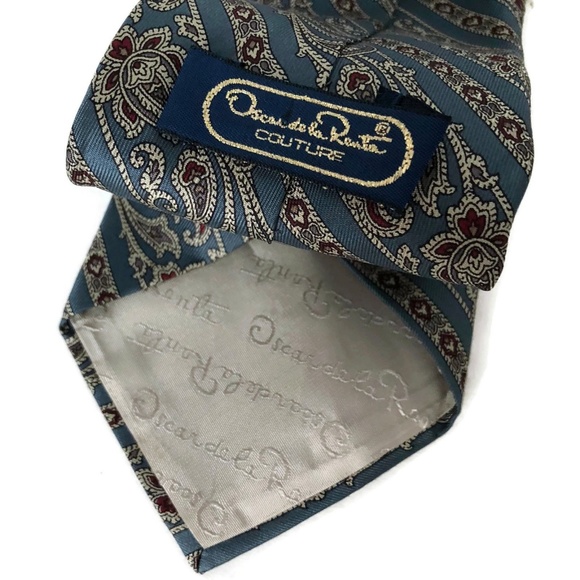 Oscar de la Renta Couture Necktie Paisley Silk USA - Picture 2 of 4
